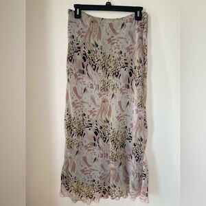 Vintage 90s Y2K Notations Abstract Animal Print Midi Skirt